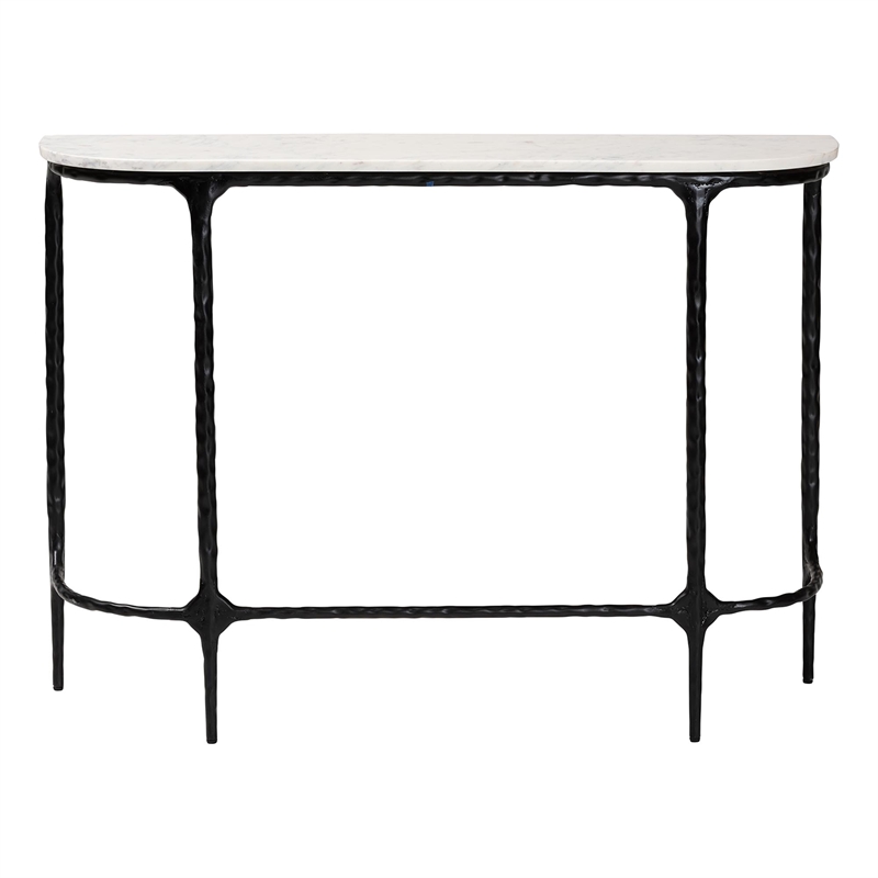 Baxton Studio Edsel Marble Console Table Modern Rustic Accent Table Rounded