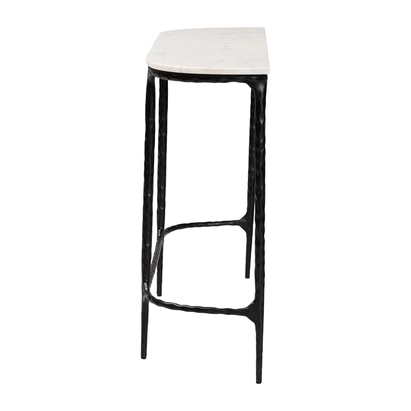 Baxton Studio Edsel Marble Console Table Modern Rustic Accent Table Rounded