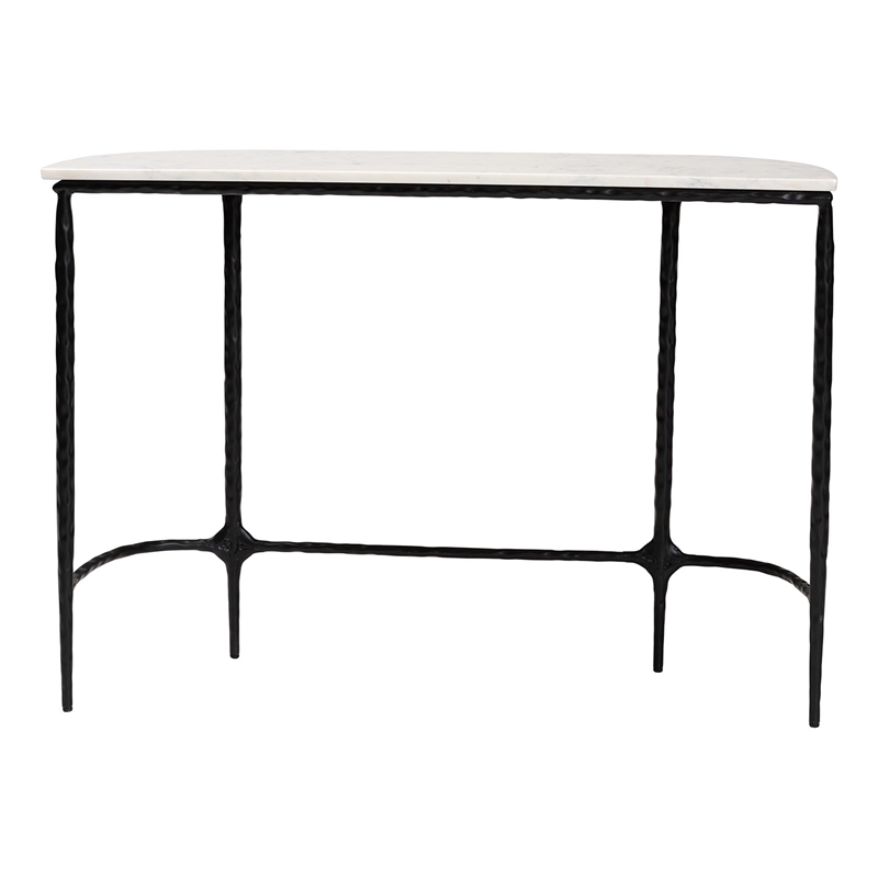 Baxton Studio Edsel Marble Console Table Modern Rustic Accent Table Rounded