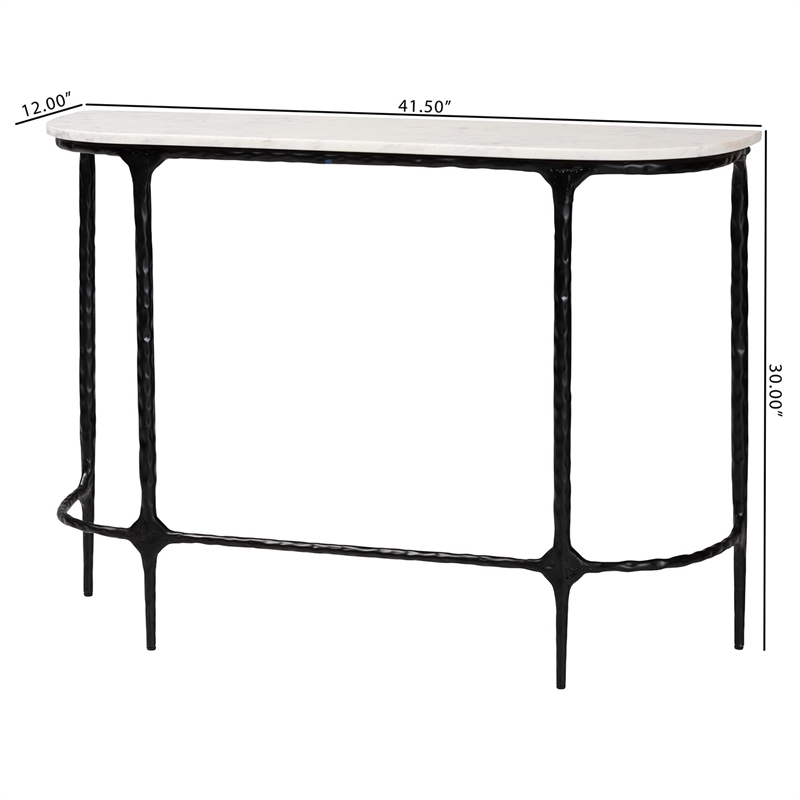Baxton Studio Edsel Marble Console Table Modern Rustic Accent Table Rounded