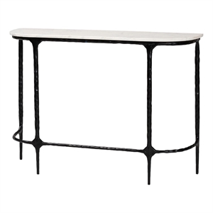 Baxton Studio Edsel Marble Console Table Modern Rustic Accent Table Rounded
