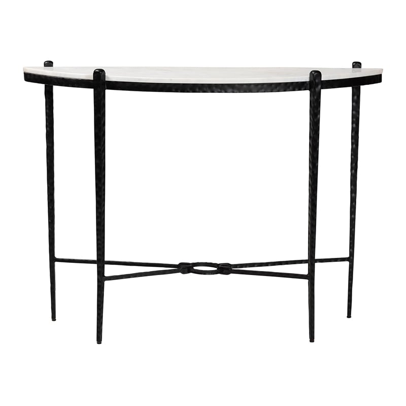 Baxton Studio Caledon Marble Console Table Modern Rustic Accent Table