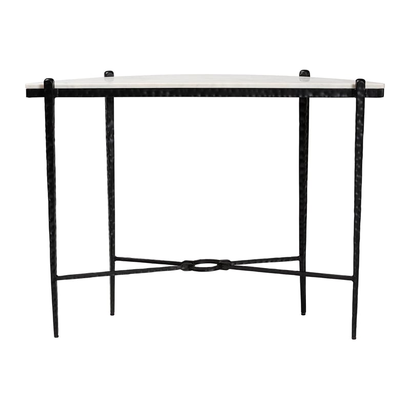 Baxton Studio Caledon Marble Console Table Modern Rustic Accent Table