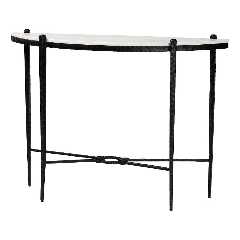 Baxton Studio Caledon Marble Console Table Modern Rustic Accent Table