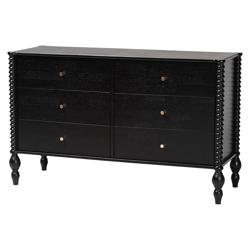 Baxton Studio Denita Spindle 4-Piece Bedroom Set Platform Bed Black Twin