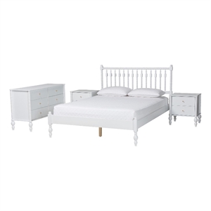 Baxton Studio Callison Spindle 4-Piece Bedroom Set Platform Bed White Full