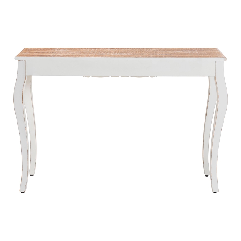 Baxton Studio Riquin Distressed Wood Console Table Carved Wood Accent Table