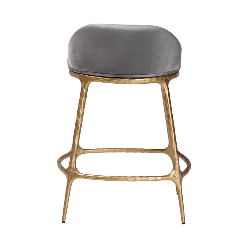 Baxton Studio Aarush Counter Stool Modern Rustic Seating with Metal Frame
