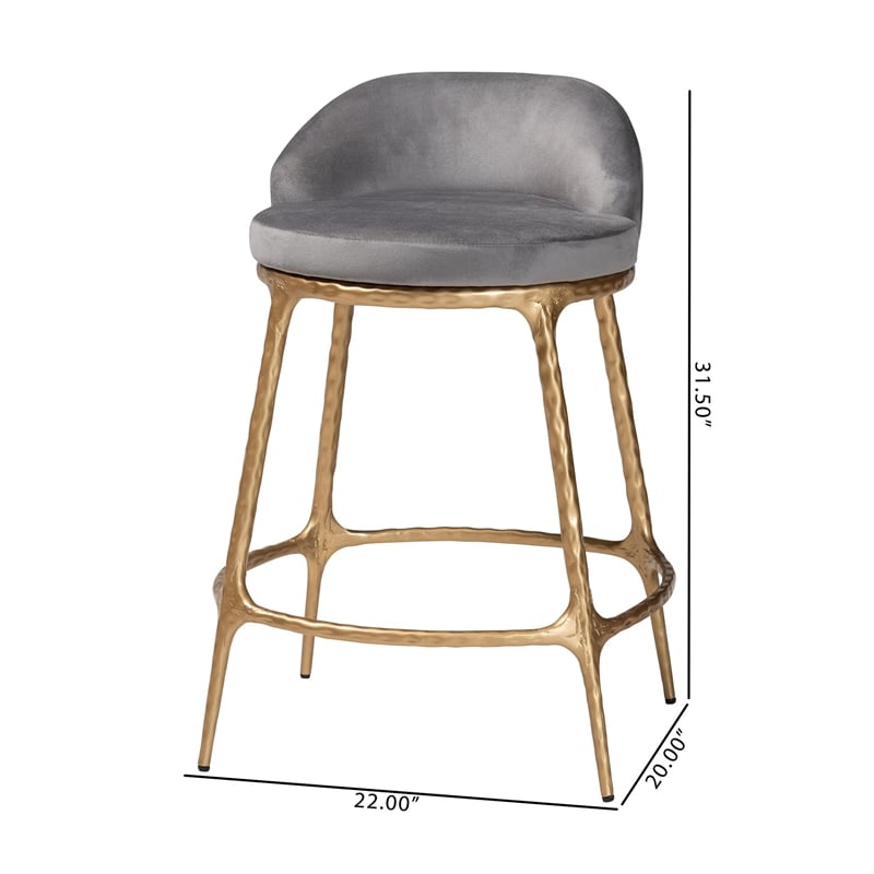 Baxton Studio Aarush Counter Stool Modern Rustic Seating with Metal Frame