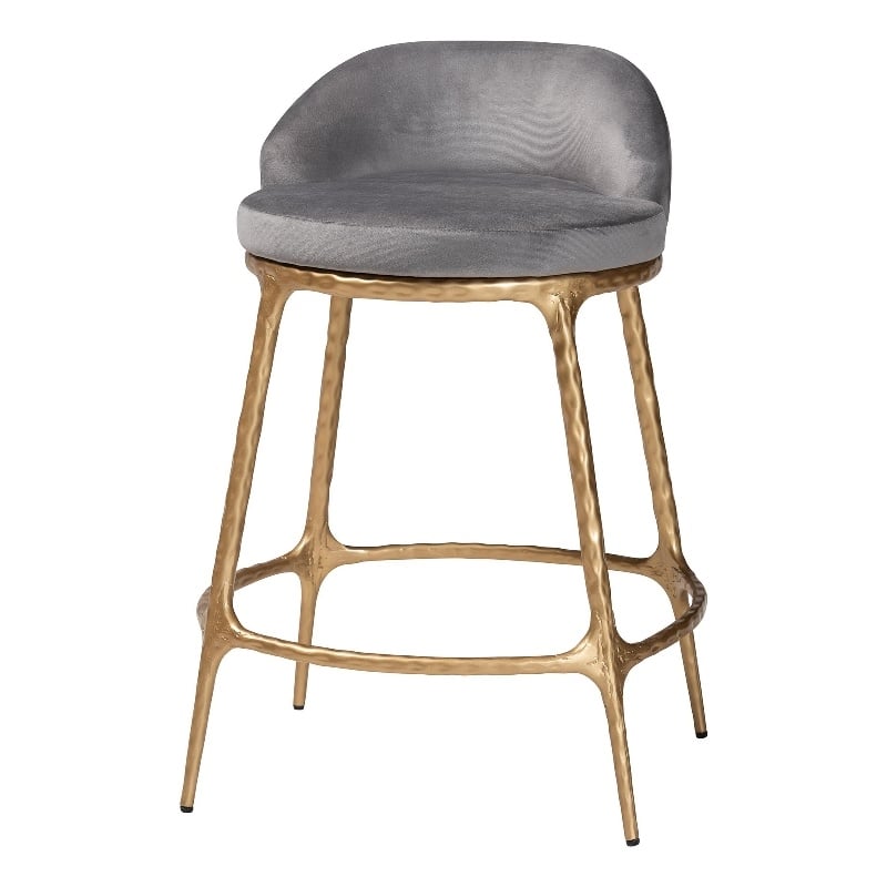 Baxton Studio Aarush Counter Stool Modern Rustic Seating with Metal Frame