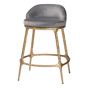 Baxton Studio Aarush Counter Stool Modern Rustic Seating with Metal Frame