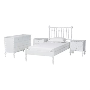 Baxton Studio Callison Spindle 4-Piece Bedroom Set Platform Bed White Twin