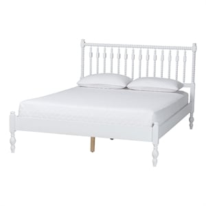 Baxton Studio Callison Spindle Platform Bed Turned Bed Frame White Queen