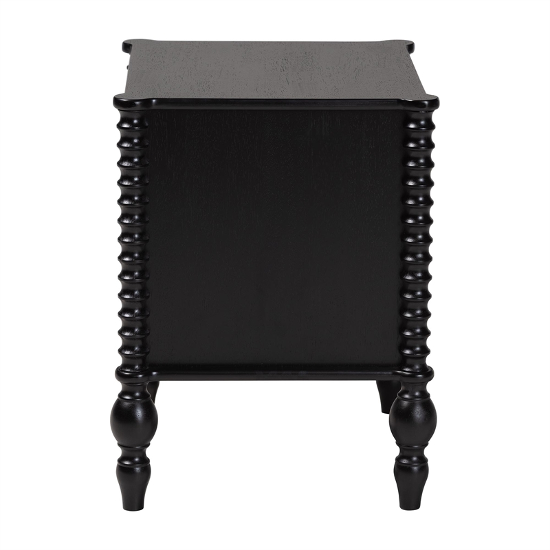 Baxton Studio Callison Spindle Nightstand 2-Drawer Farmhouse Bedside Table Black