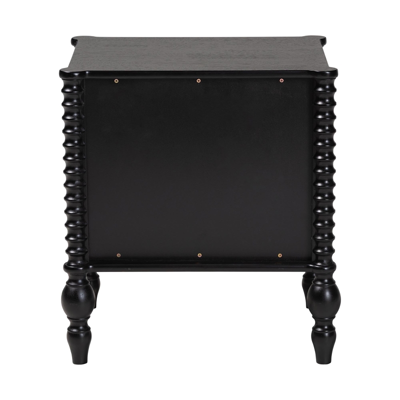 Baxton Studio Callison Spindle Nightstand 2-Drawer Farmhouse Bedside Table Black