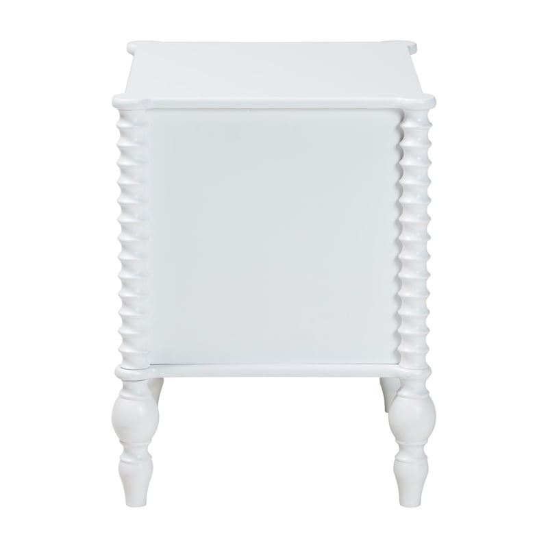 Baxton Studio Callison Spindle Nightstand 2-Drawer Farmhouse Bedside Table White