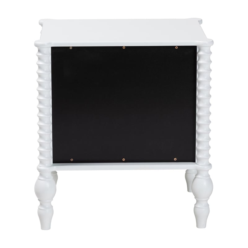 Baxton Studio Callison Spindle Nightstand 2-Drawer Farmhouse Bedside Table White