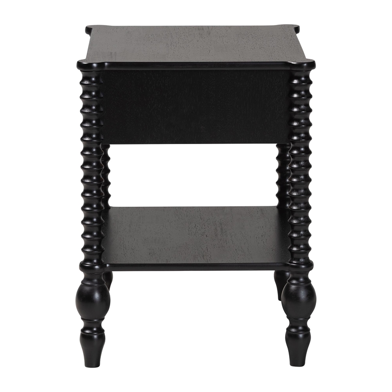 Baxton Studio Callison Spindle Nightstand 1-Drawer Farmhouse Bedside Table Black