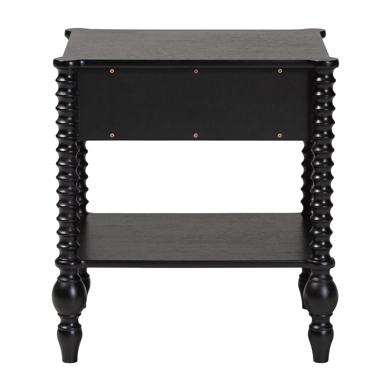 Baxton Studio Callison Spindle Nightstand 1-Drawer Farmhouse Bedside Table Black