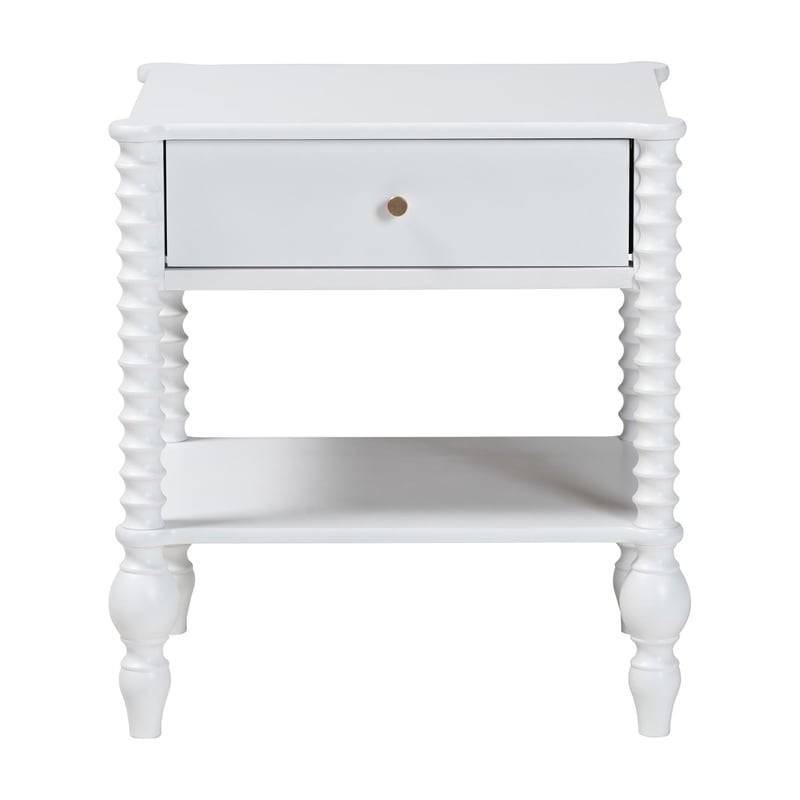 Baxton Studio Callison Spindle Nightstand 1-Drawer Farmhouse Bedside Table White