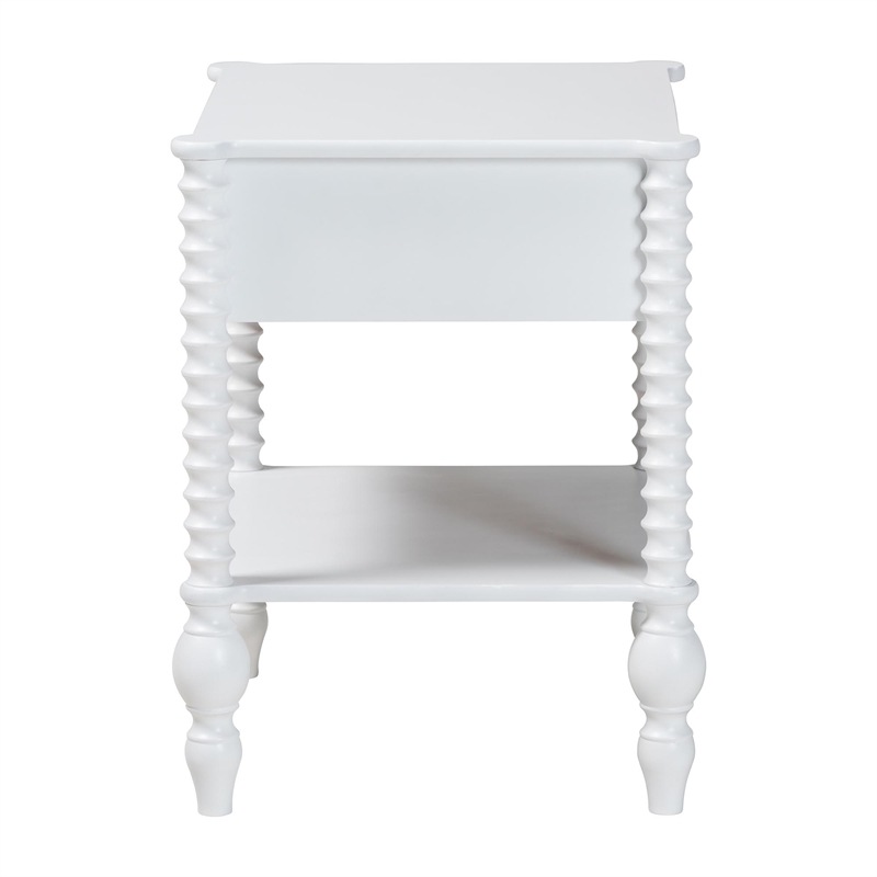Baxton Studio Callison Spindle Nightstand 1-Drawer Farmhouse Bedside Table White