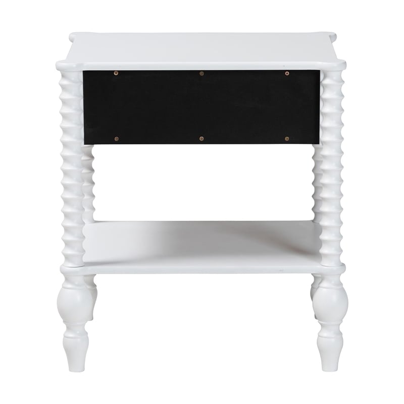 Baxton Studio Callison Spindle Nightstand 1-Drawer Farmhouse Bedside Table White