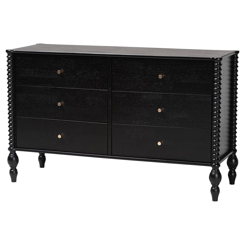 Baxton Studio Callison Spindle 5-Piece Bedroom Set Platform Bed Black Twin