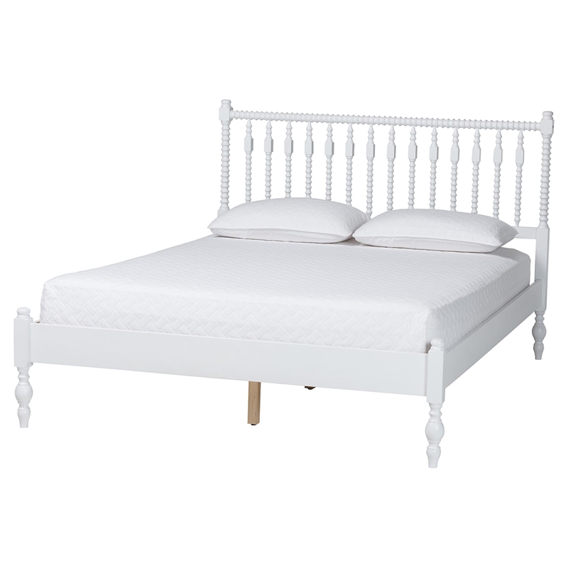 Baxton Studio Callison Spindle 5-Piece Bedroom Set Platform Bed White Full