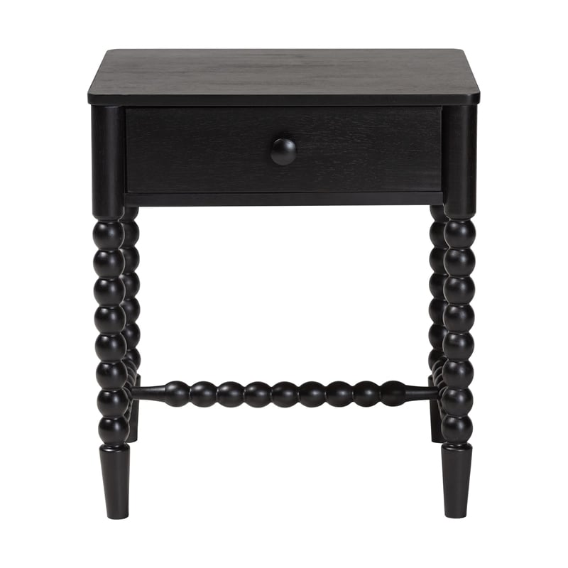 Baxton Studio Brantley Spindle Nightstand 1-Drawer Bedside Table Black