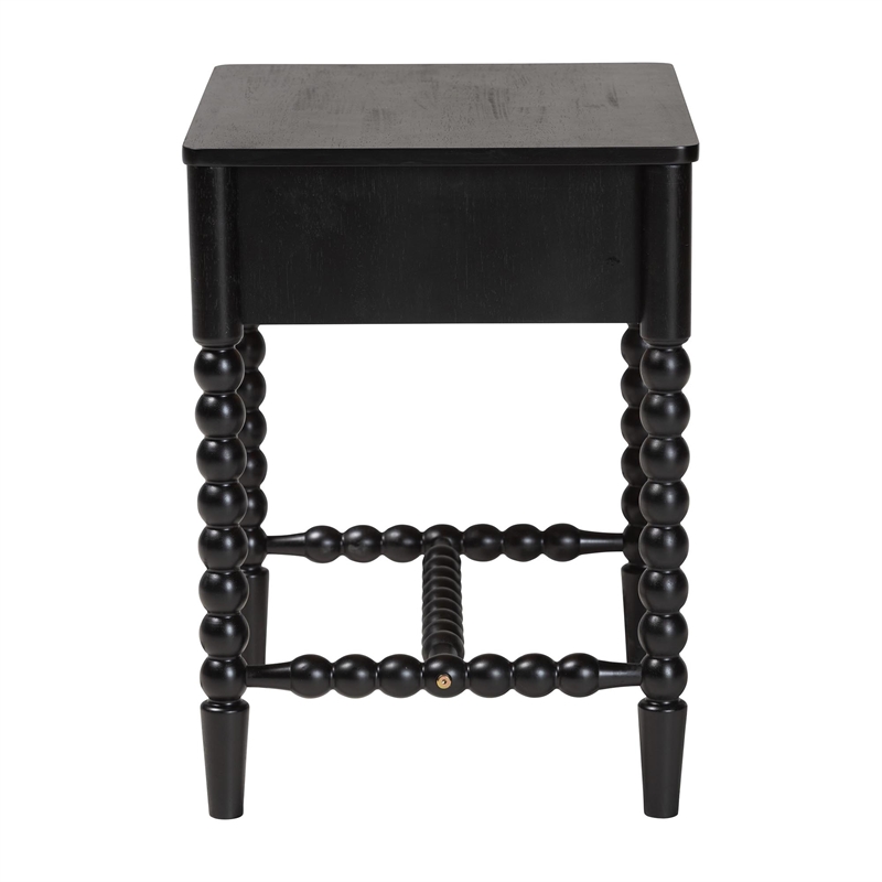 Baxton Studio Brantley Spindle Nightstand 1-Drawer Bedside Table Black