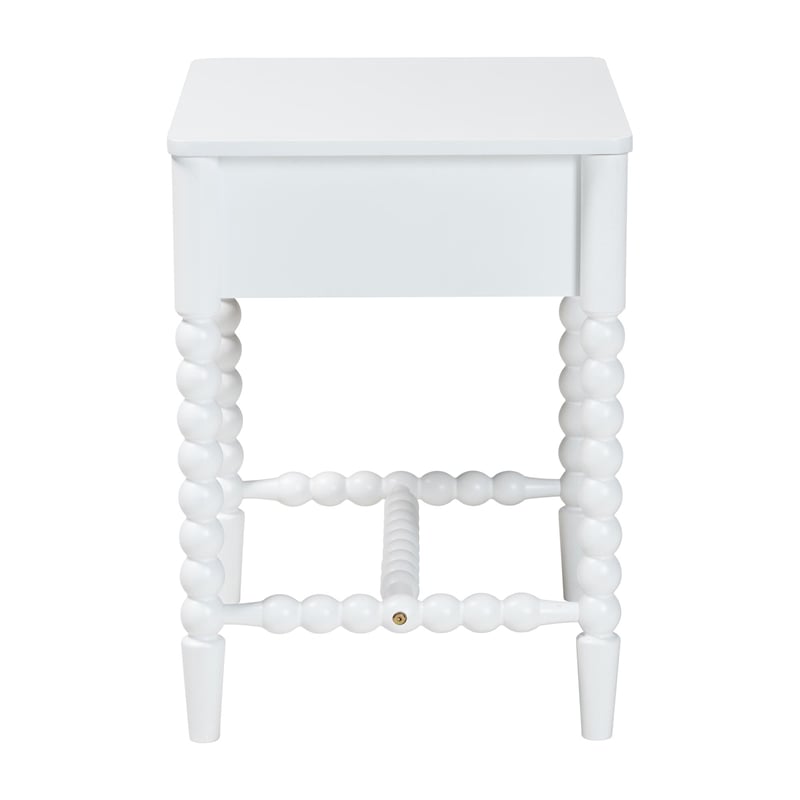 Baxton Studio Brantley Spindle Nightstand 1-Drawer Bedside Table White