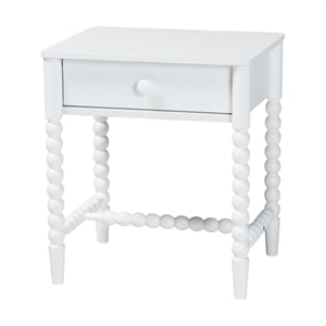 Baxton Studio Brantley Spindle Nightstand 1-Drawer Bedside Table White