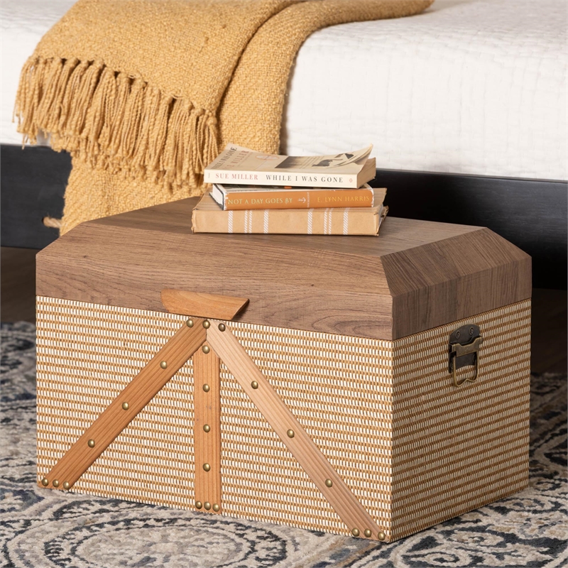 Baxton Studio Kande Storage Trunk Decorative Storage Chest with Hinged Top