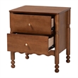 Baxton Studio Hoffman Nightstand 2-Drawer Bedside Table Walnut Brown