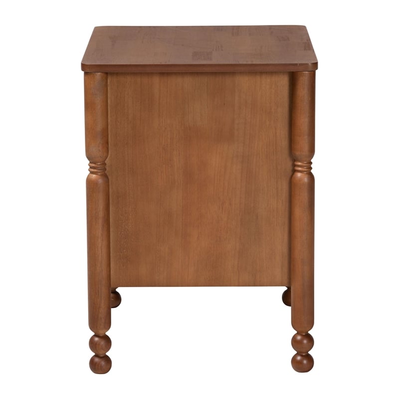 Baxton Studio Hoffman Nightstand 2-Drawer Bedside Table Walnut Brown