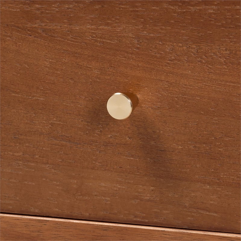 Baxton Studio Hoffman Nightstand 2-Drawer Bedside Table Walnut Brown