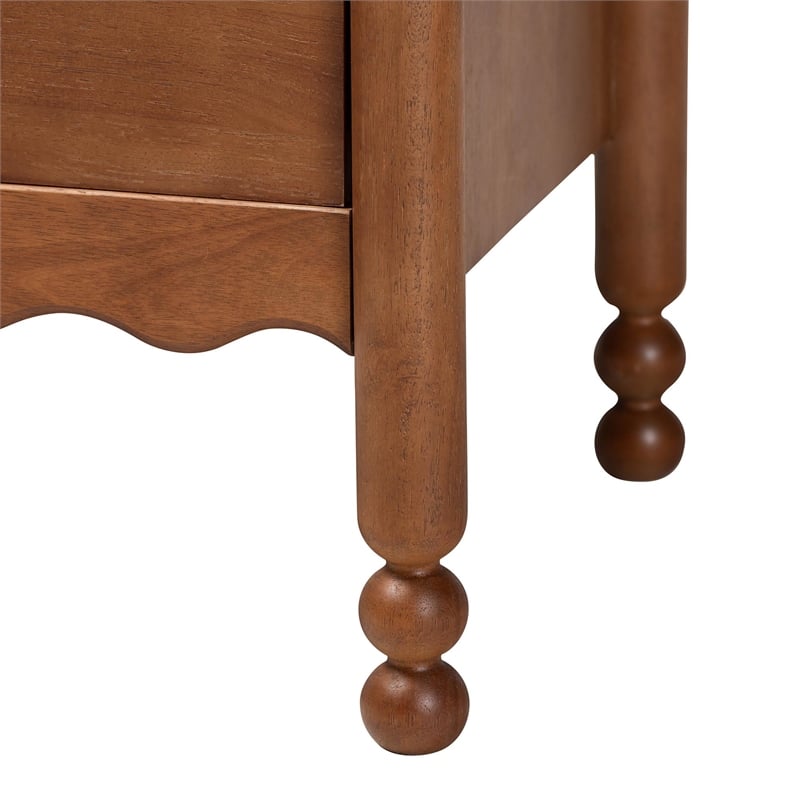 Baxton Studio Hoffman Nightstand 2-Drawer Bedside Table Walnut Brown