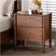 Baxton Studio Hoffman Nightstand 2-Drawer Bedside Table Walnut Brown