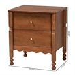 Baxton Studio Hoffman Nightstand 2-Drawer Bedside Table Walnut Brown