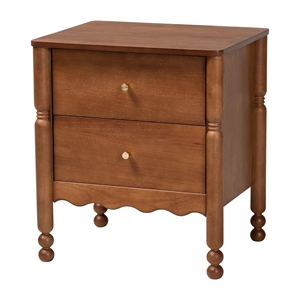 Baxton Studio Hoffman Nightstand 2-Drawer Bedside Table Walnut Brown
