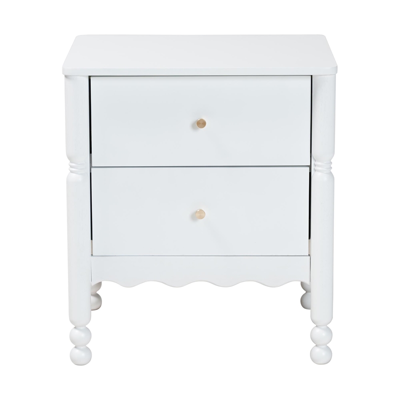 Baxton Studio Hoffman Nightstand 2-Drawer Bedside Table White