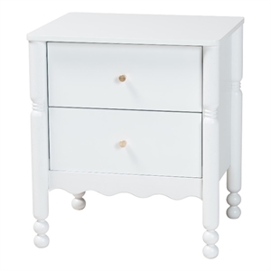 Baxton Studio Hoffman Nightstand 2-Drawer Bedside Table White