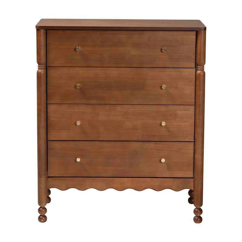 Baxton Studio Hoffman Chest 4-Drawer Vertical Storage Cabinet Walnut Brown