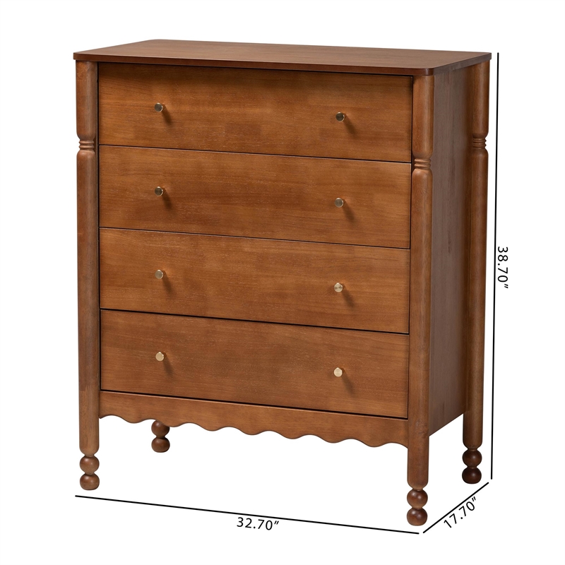 Baxton Studio Hoffman Chest 4-Drawer Vertical Storage Cabinet Walnut Brown