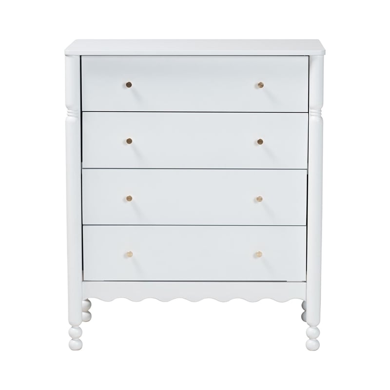 Baxton Studio Hoffman Chest 4-Drawer Vertical Storage Cabinet White
