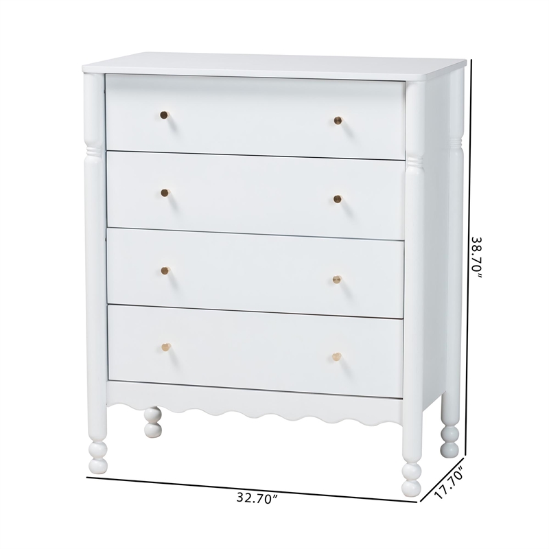 Baxton Studio Hoffman Chest 4-Drawer Vertical Storage Cabinet White