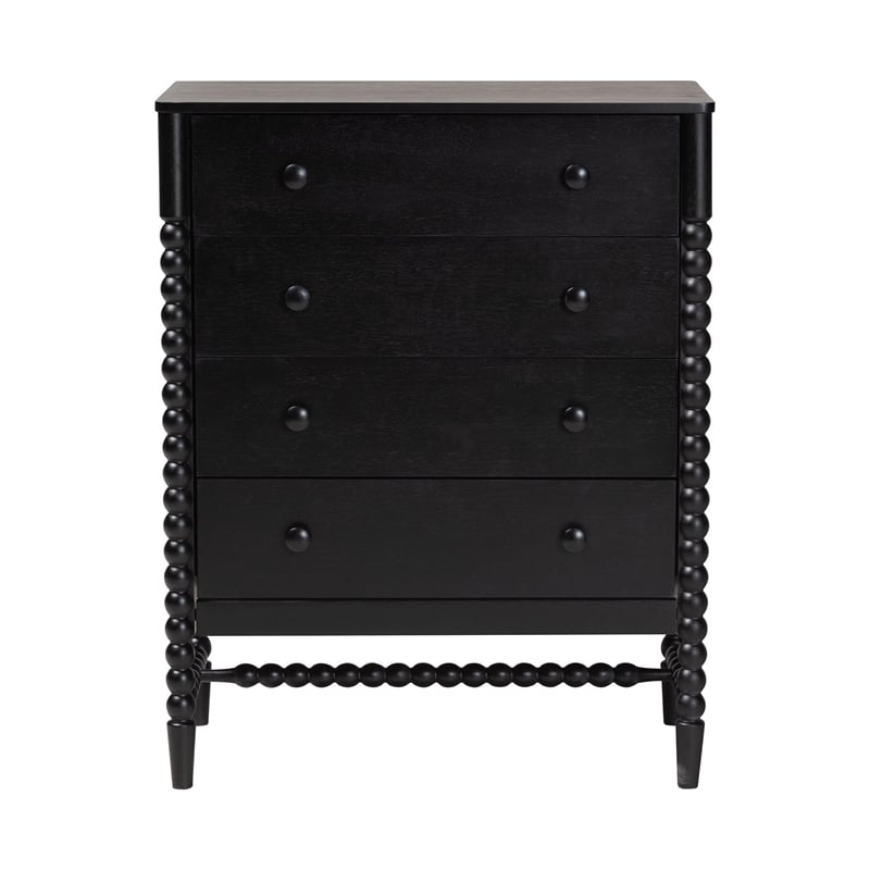Baxton Studio Brantley Spindle Chest 4-Drawer Vertical Storage Cabinet Black