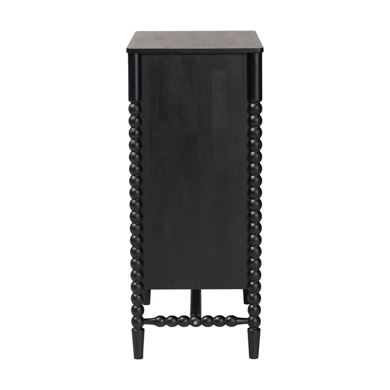 Baxton Studio Brantley Spindle Chest 4-Drawer Vertical Storage Cabinet Black