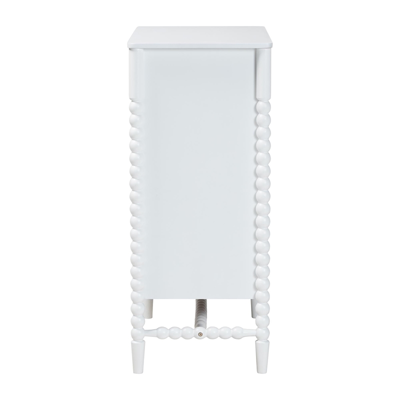 Baxton Studio Brantley Spindle Chest 4-Drawer Vertical Storage Cabinet White