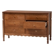 Baxton Studio Hoffman Dresser 6-Drawer Horizontal Storage Cabinet Walnut Brown